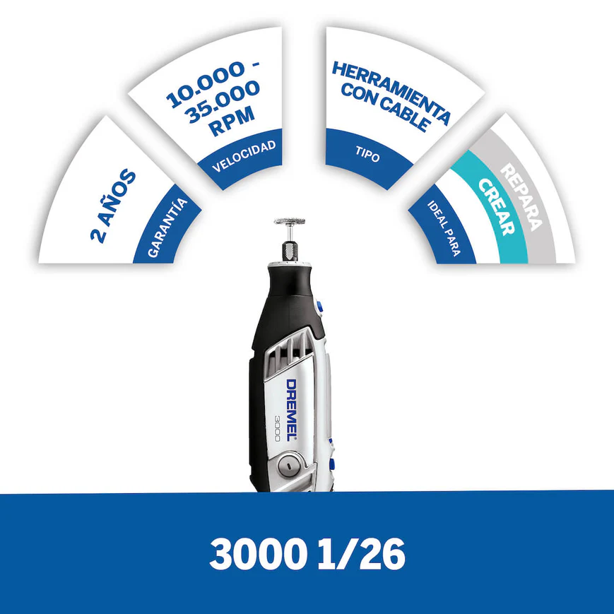 DREMEL 3000 MOTOTOOL CON 1 ADITAMENTO Y 82 ACCESORIOS - Image 2