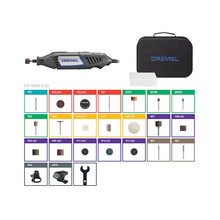 DREMEL 4000 MOTOTOOL CON 2 ADITAMENTOS Y 32 ACCESORIOS+ MALETIN LONA - Image 4
