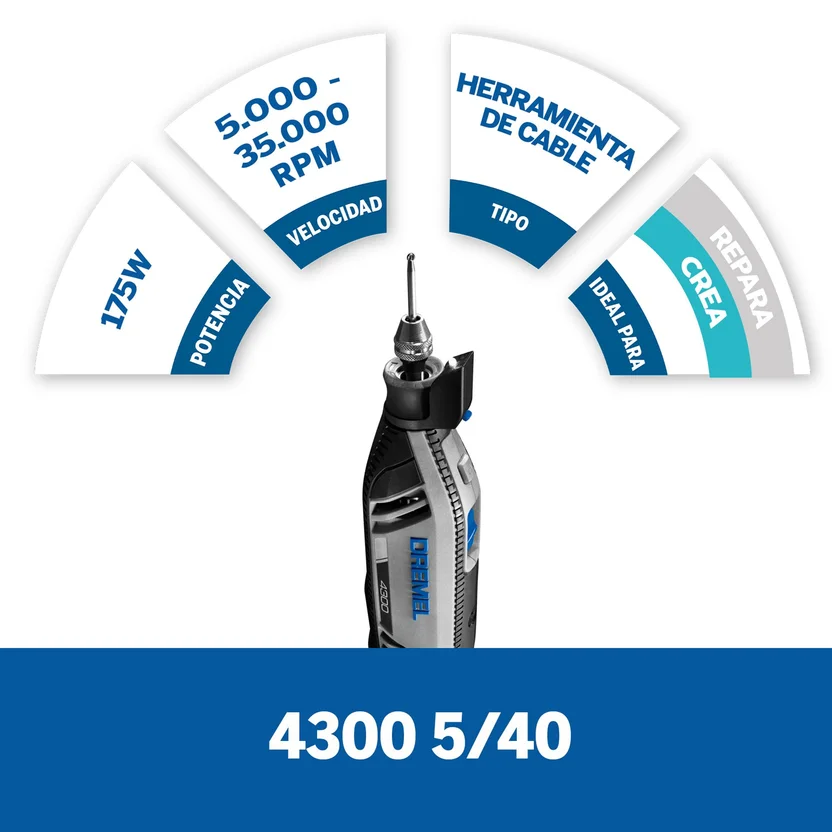 DREMEL 4300 MOTOTOOL CON 5 ADITAMENTOS Y 40 ACCESORIOS + MALETÍN - Image 2